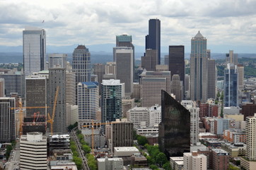 Obraz premium Widok z lotu ptaka Seattle, Stany Zjednoczone