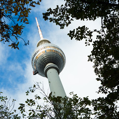 Television transmitter mast. Alexanderplatz. Berlin. Germany.