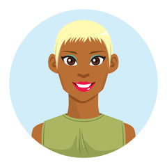 Pretty young blonde African American woman with smiling face expression avatar
