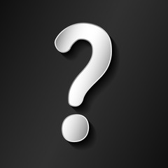 3d question mark with metal effect on black background. Vector.