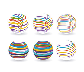 abstract logo globe icon set with colorful spiral vector illustration
