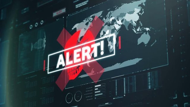 Red code alert, warning message on screen, system under attack, cyberterrorism. Program interface with warning message, hacking in progress