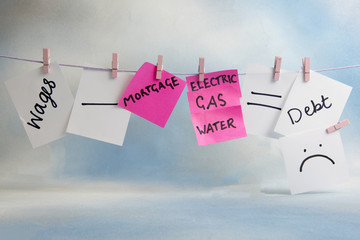 Household outgoings equation including bills and wages on a line 