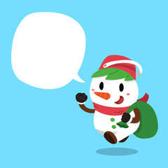 Vector cartoon snowman with speech bubble