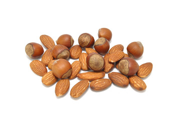 Nuts on a white background close up 