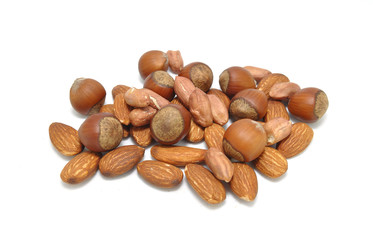 Nuts on a white background close up 