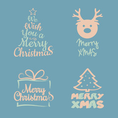 Fototapeta na wymiar Merry Christmas - calligraphy with ornaments. Vector.