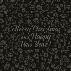 Vector Seamless pattern of Christmas and New Year elements