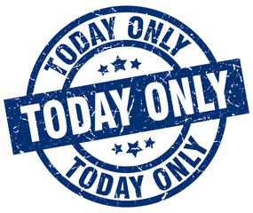 today only blue round grunge stamp