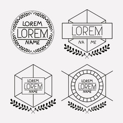 retro vintage insignias sketch set in monochrome silhouette vector illustration