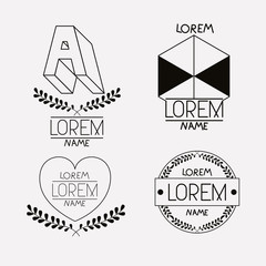 vintage insignias sketch set in monochrome silhouette vector illustration