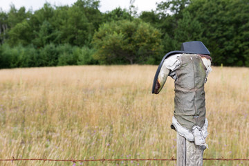 Cowboy Boot on Fence Post with Copy Space