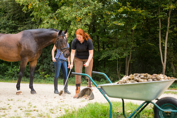 People And Horses On Horse Ranch