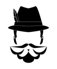 Long man beard with no face. Hand drawn fashionable hipster beard with mustache. Vector illustration.