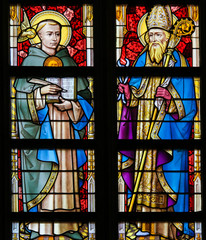 Naklejka na ściany i meble Stained Glass - Saint Thomas Aquinas and Saint Eligius