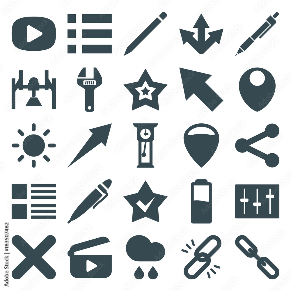 Poster set of 25 interface filled icons