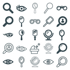 Set of 25 look filled and outline icons
