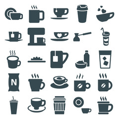 Set of 25 coffee filled icons