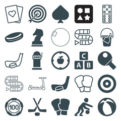 Set of 25 game filled and outline icons
