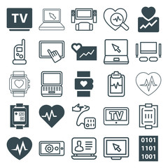 Fototapeta premium Set of 25 monitor filled and outline icons