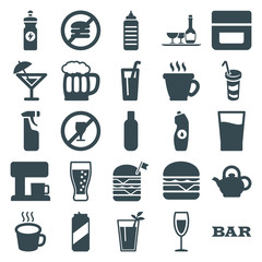 Set of 25 drink filled icons