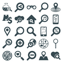 Set of 25 search filled icons