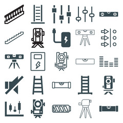 Set of 25 level filled and outline icons