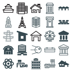 Set of 25 structure filled and outline icons