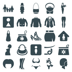 Set of 25 woman filled icons