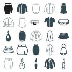 Set of 25 accessories filled and outline icons