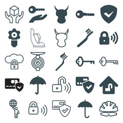 Set of 25 protect filled and outline icons