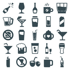 Set of 25 beverage filled icons
