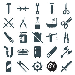 Set of 25 steel filled icons