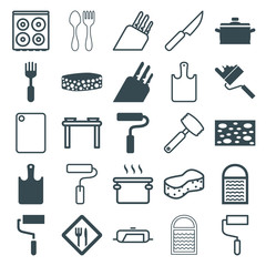Set of 25 utensil filled and outline icons