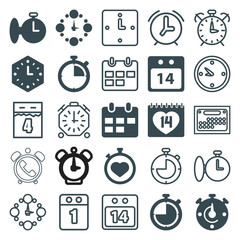 Set of 25 deadline filled and outline icons