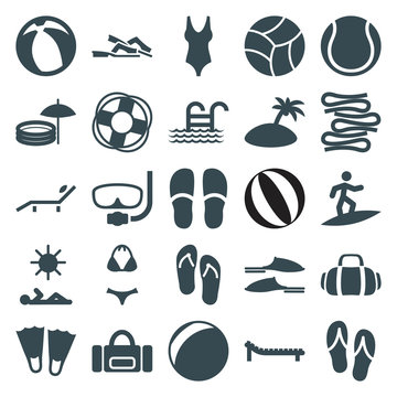 Set of 25 beach filled icons