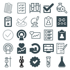 Set of 25 test filled and outline icons