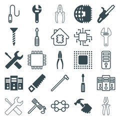 Set of 25 hardware filled and outline icons