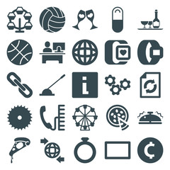 Set of 25 round filled icons
