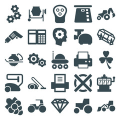 Set of 25 machine filled icons