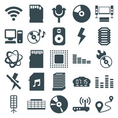 Set of 25 digital filled icons