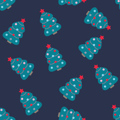 vector seamless pattern of christmas tree