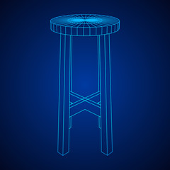 Bar stool furniture wireframe blueprint. Linear outline vector illustration. Bar chair. High chair. Bar interior design.