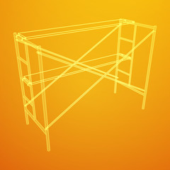 Scaffolding construction furniture wireframe blueprint. Linear outline illustration