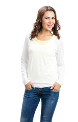 Obraz premium Smiling beautiful young woman, isolated