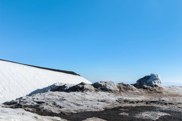 snow on Crater of mount etna 