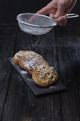 danish pastry on black