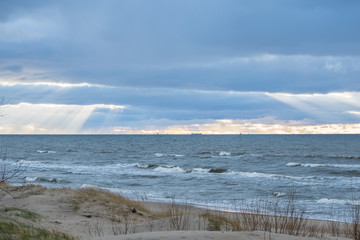 Cargo ships on the horizon