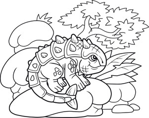 cartoon cute ankylosaurus, funny illustration
