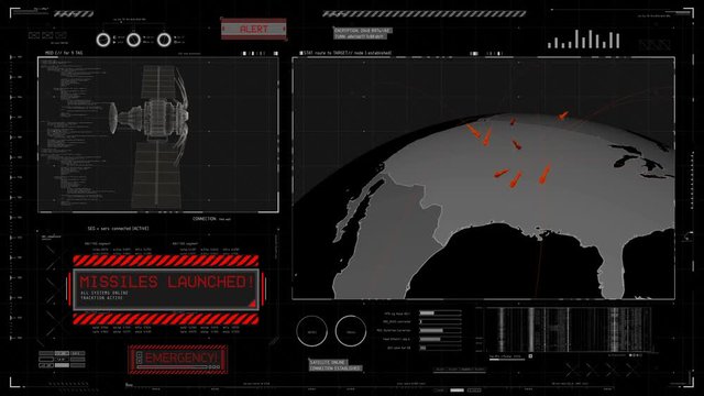USA attacks, missiles launched red warning message on screen, war start. Emergency alert message on screen, missiles have been launched